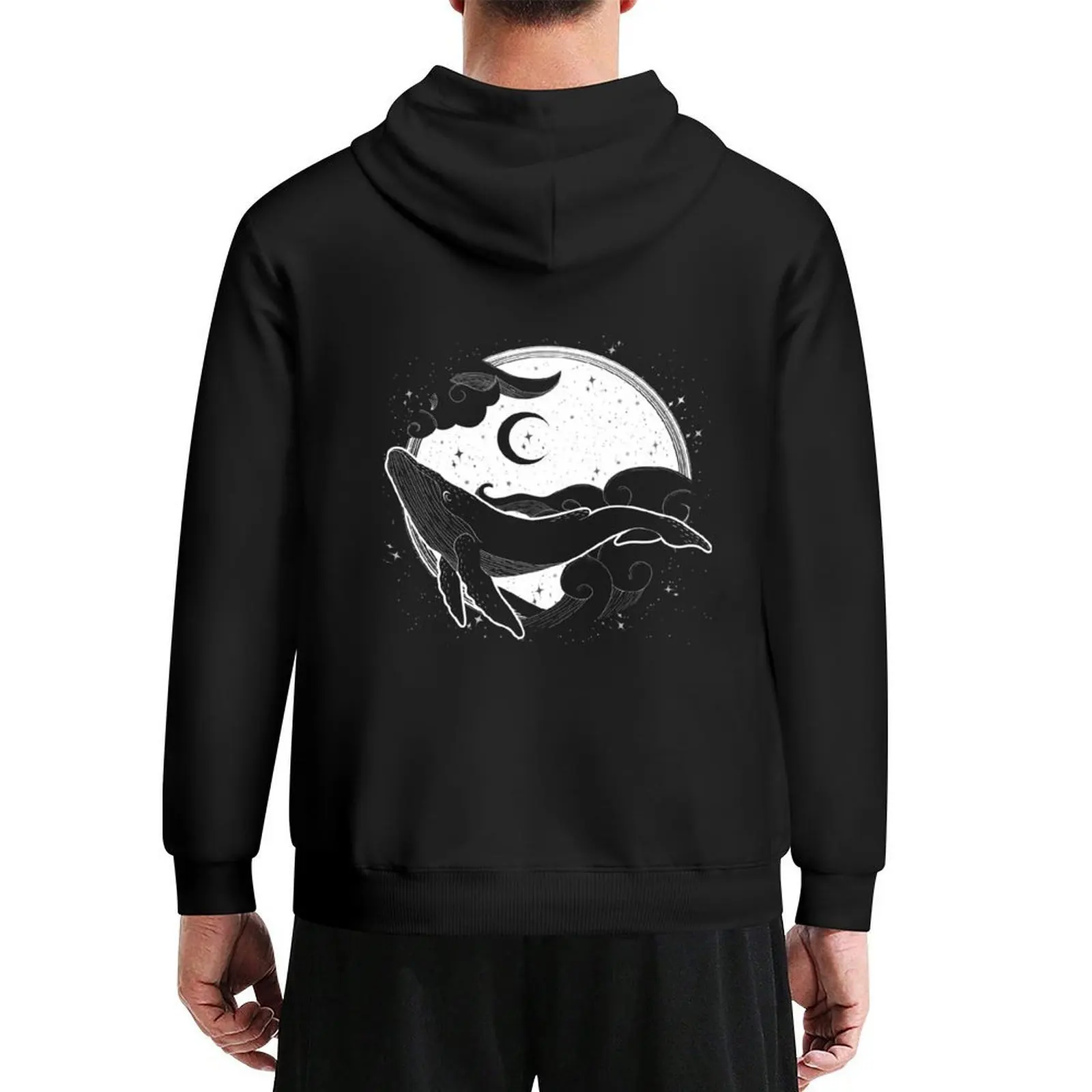 

sky whale black and white Hoodie anime clothes men's winter sweater korean style clothes clothes for men hoodie man
