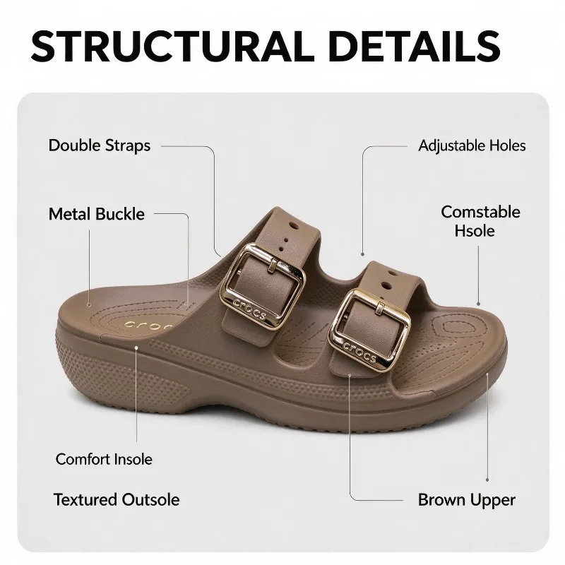 Crocs Classic Free Shoes Electroplated Buckle Gold Buckle Summer Men's and Women's Cool Slippers Fashionable Versatile Non-slip