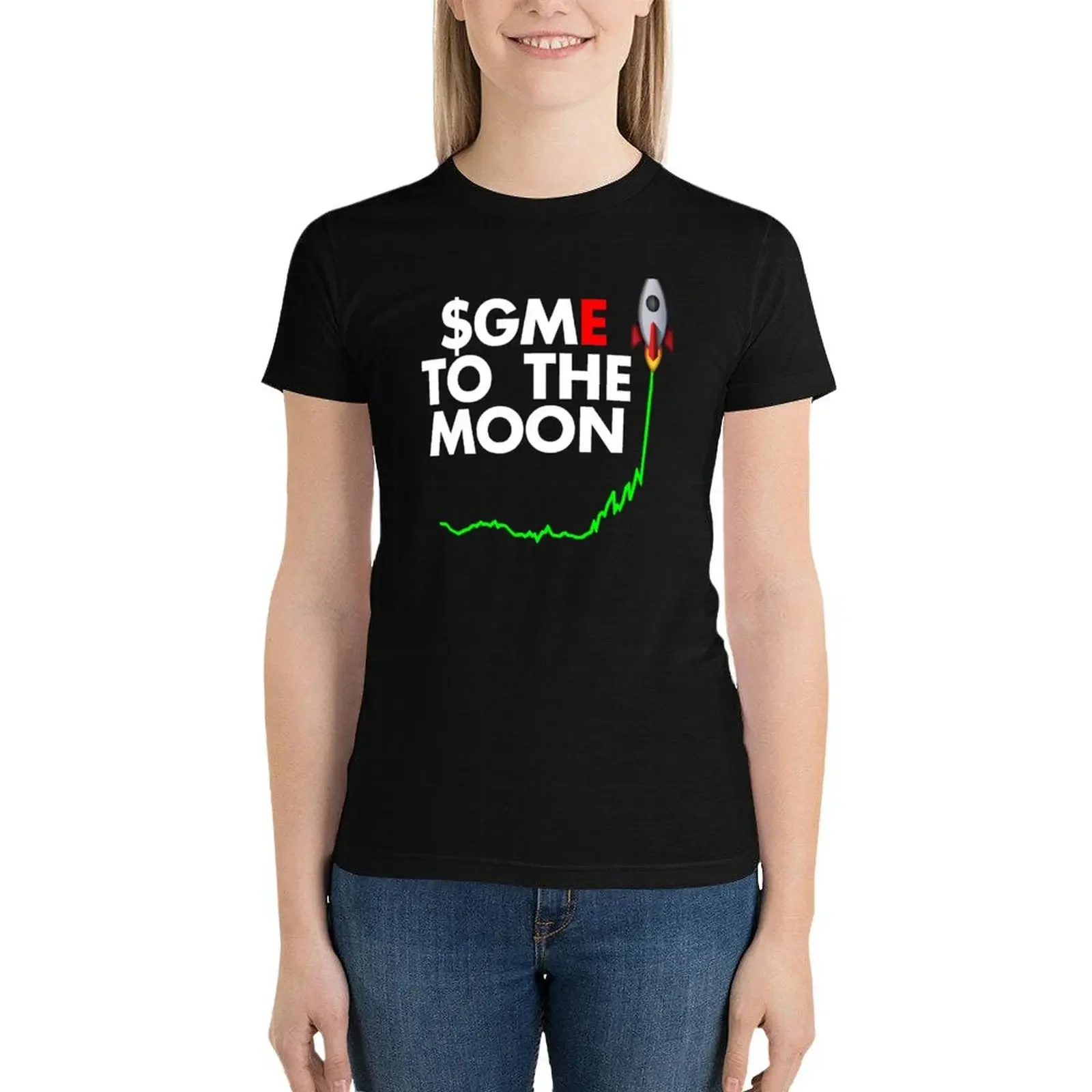 GameStop Stock $GME to the moon T-Shirt summer tops anime clothes tees graphics t-shirt dress for Women long