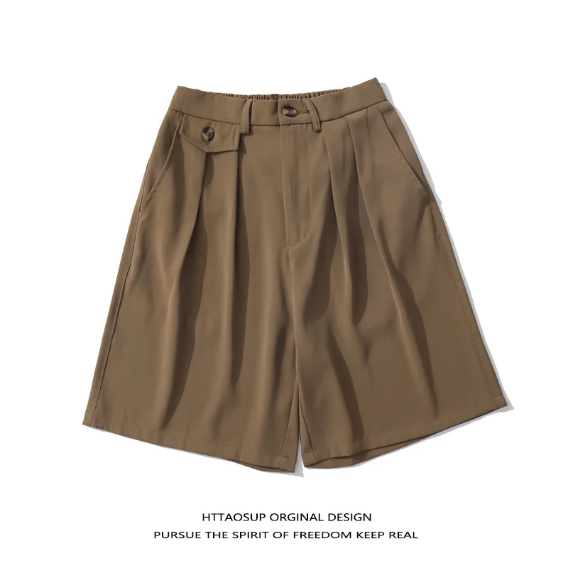 

HTTAOSUP Japanese Style Vintage Five-Point Men's Summer Casual Thin Wide Leg Pants Loose Short Shorts Versatile Youth Fashion