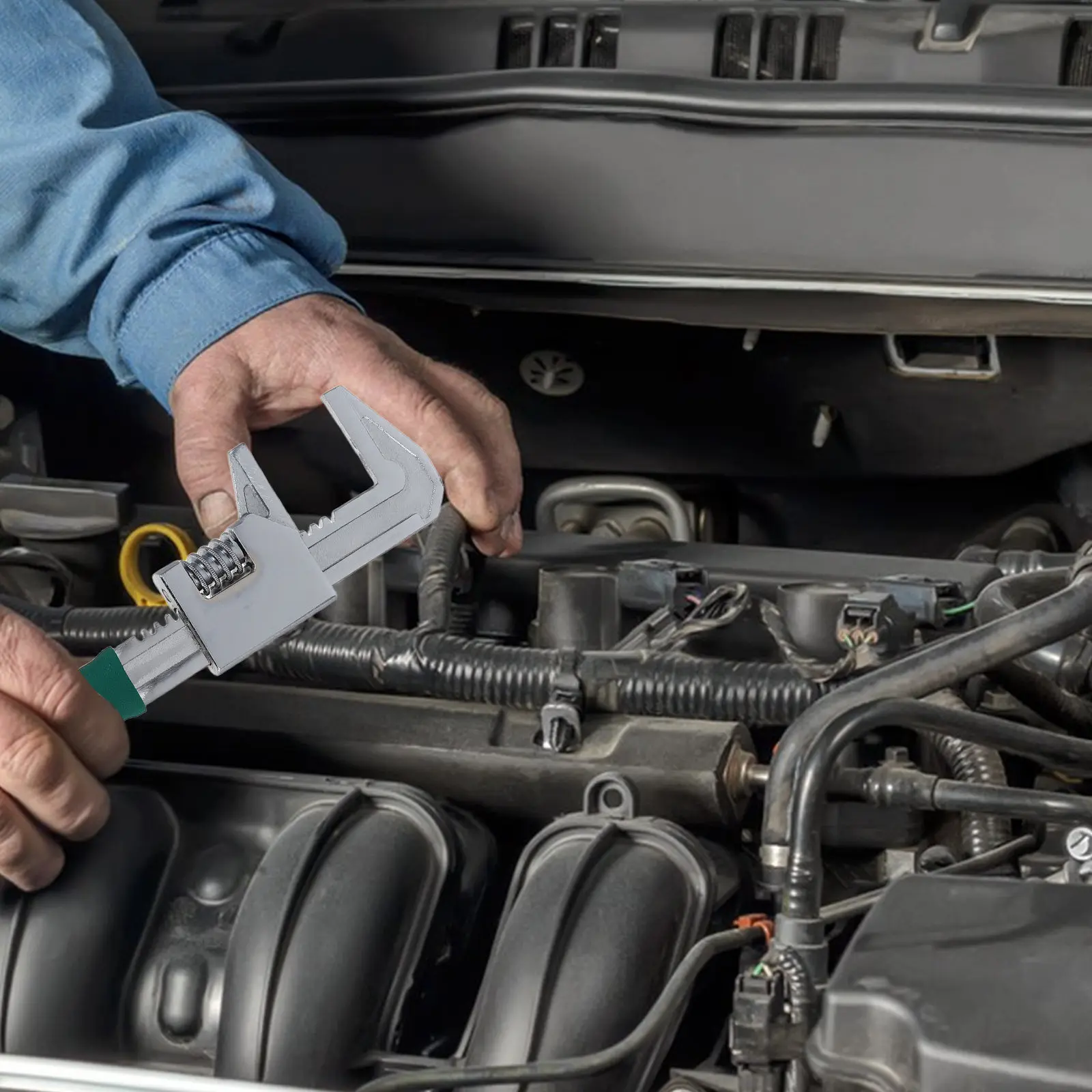 F-Shape Adjustable Spanner Wrench Right Angle Design High Strength Steel Loosening Tightening Tool for Automotive Mechanical