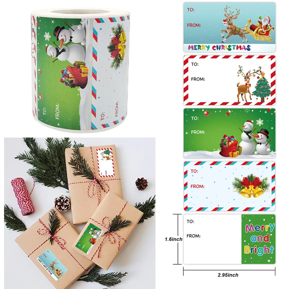 

500pcs Merry Christmas Stickers Thank You Card Box Package Label Sealing Stickers Christmas Decor Party Supplies