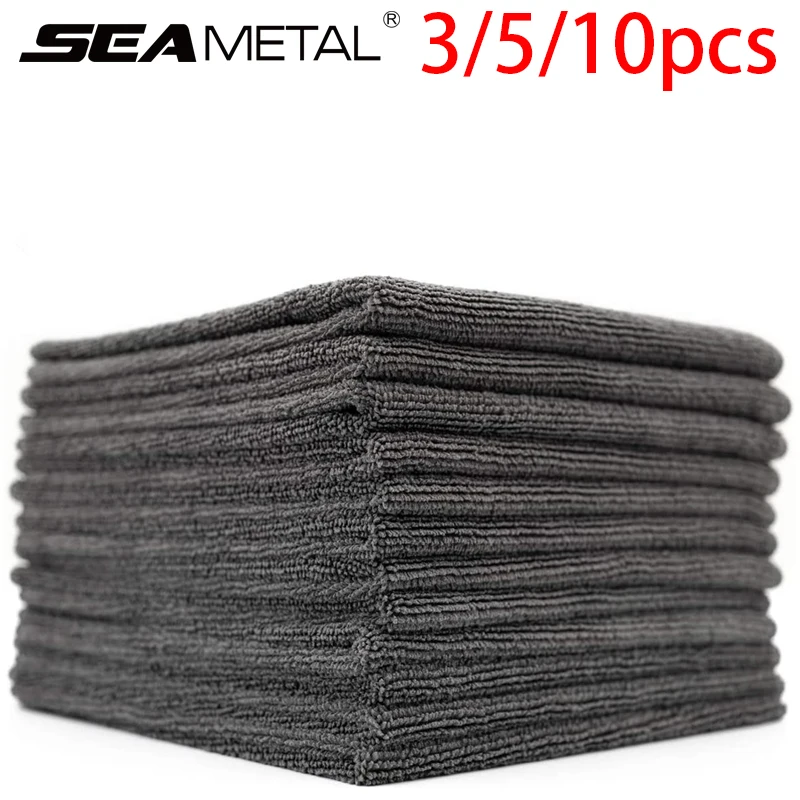 SEAMETAL Paquete de 3/5/10 Toallas de Microfibra para Lavado de Autos, Paño Suave sin Bordes para Pulir y Encerar Autos, 40X40CM, Accesorios para Limpieza de Autos