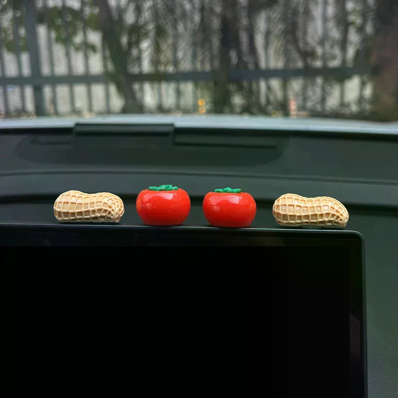 Good Things Happen Car Ornaments Center Console Cartoon Persimmon Peanut Car Display Screen Decorative Stickers