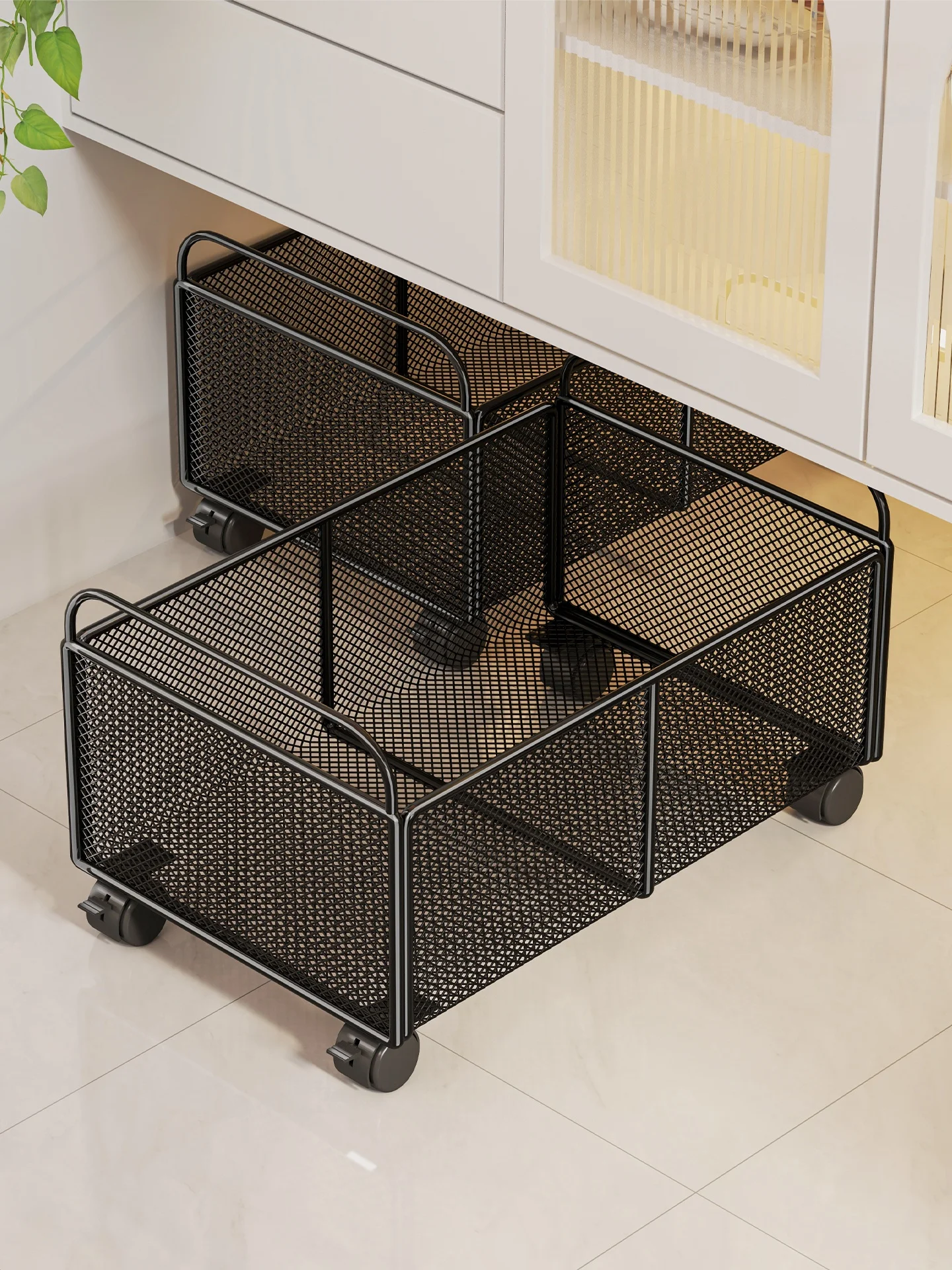 

Mobile Laundry Hamper under Sink Cabinet Organizer Foldable Net pe Dir Clothes Basket Home Use Storage Cart