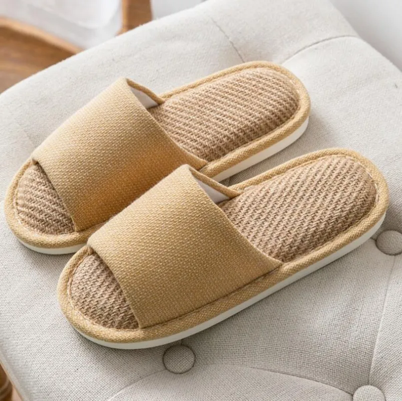 Japanese Linen Slippers Home Cotton Slippers Lovers Anti Slip Warm Slippers Shoe for Woman Slippers Comfortable Fashion