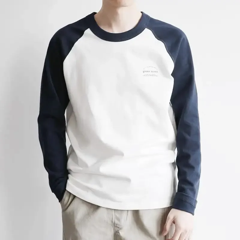 LIBIELIY Fashion O-Neck Spliced Printed Letter Casual T-Shirts Men's Clothing 2025 Spring New Loose Korean Tops All-match Tee Sh