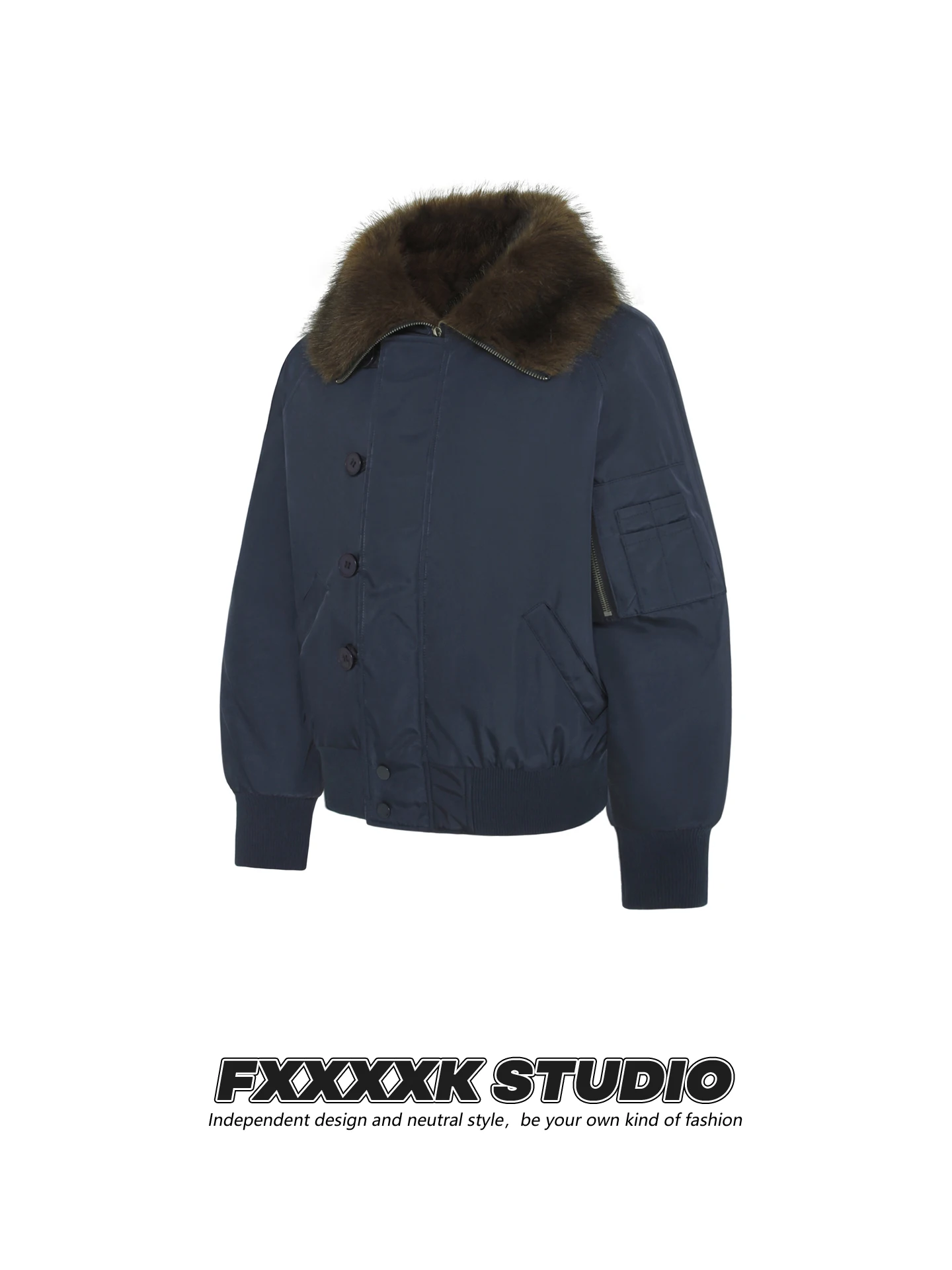 

Оригинальное хлопковое пальто FXK в американском стиле, с большим меховым воротником, утепленное, для подростков