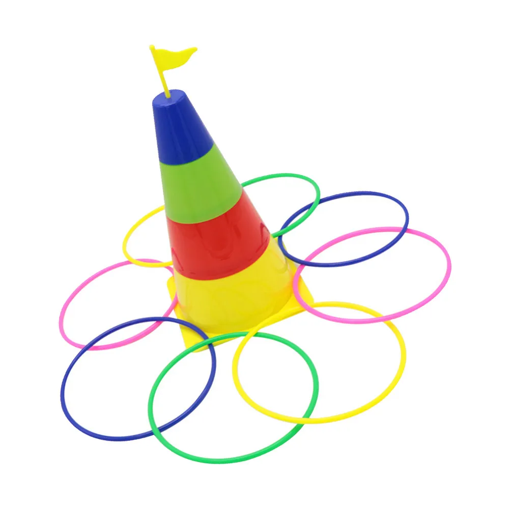 1Set Ring Toss Game Educational Plaything Bright Colorful Plastic Circle Throwing Improve Concentration Hand Strength Family