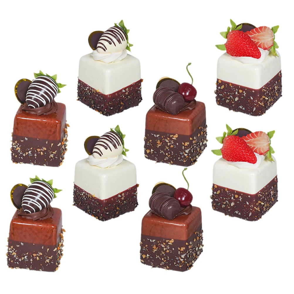 

8 PCS Simulated Strawberry Cake Decor Artificial Food Pvc for Display