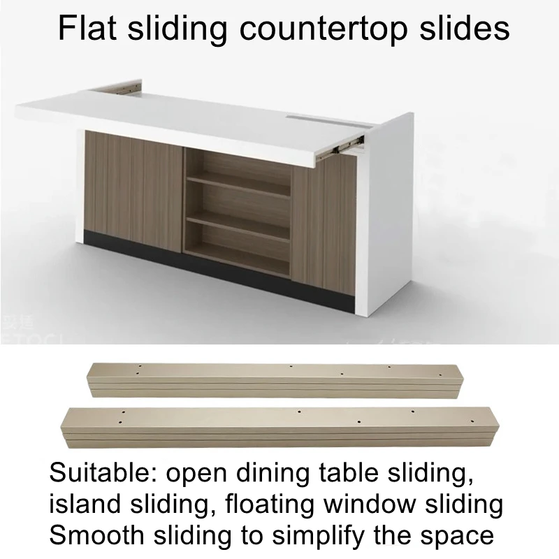 

Open kitchen dining table sliding rail full aluminum alloy telescopic pan side mounted pull-out hidden floating window rail