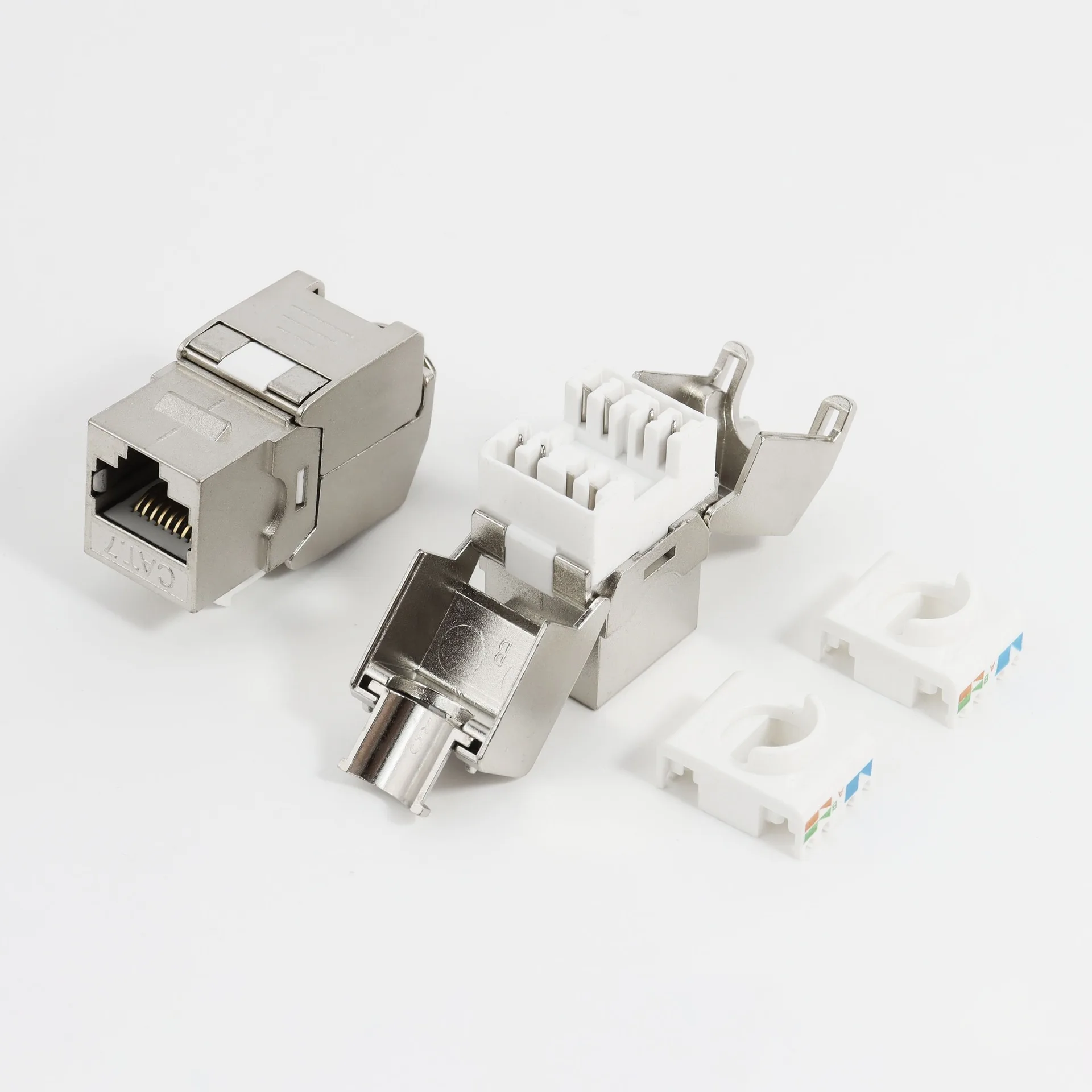 Shielded CAT6A CAT7 Tooless Keystone Jack, Toolless RJ45 Network Information Module, 10Gigabit Ethernet LAN Wall Socket Module