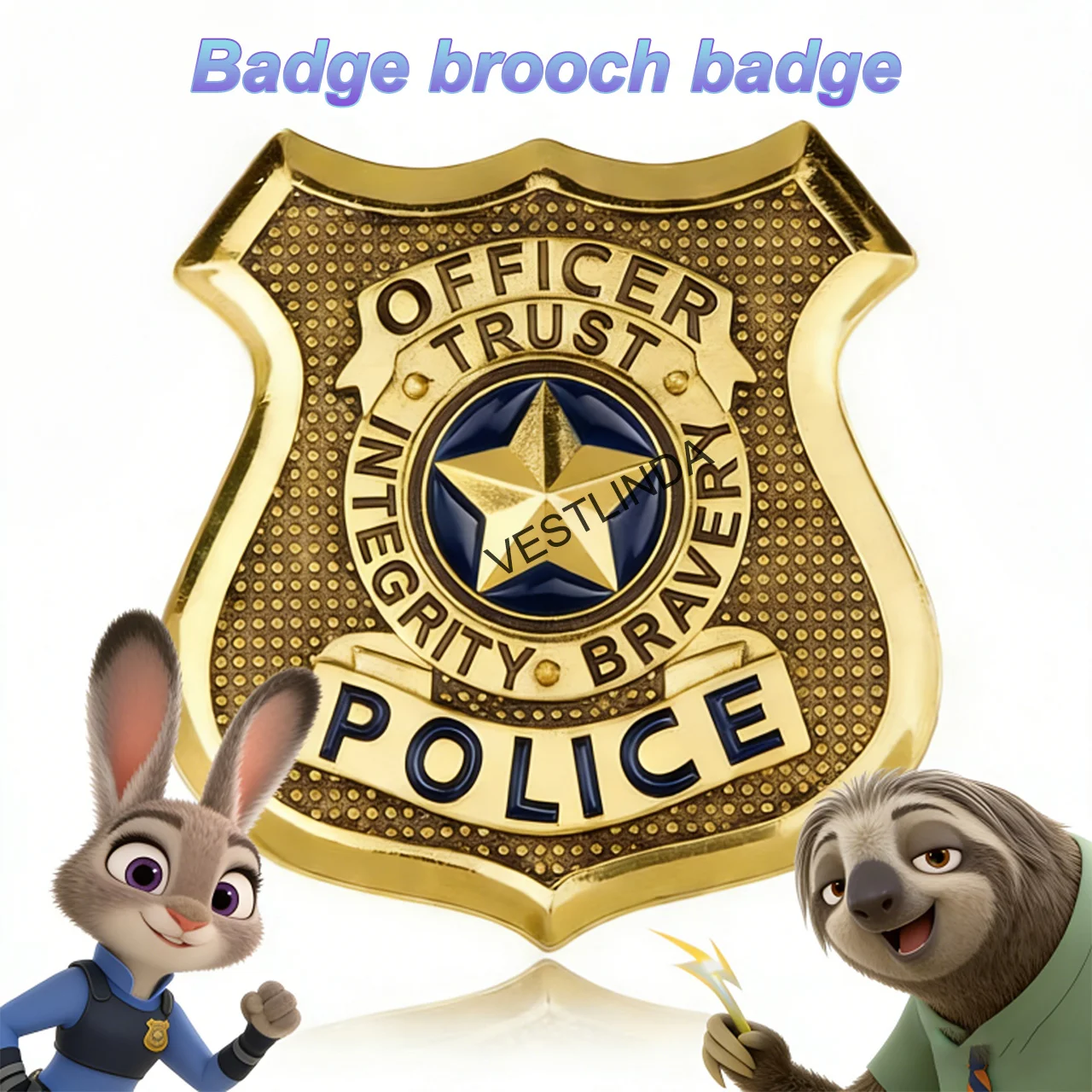 Zootopia Zootropolis Metall-Abzeichen Brosche Judy Hopps Polizei-Pin für Damen und Herren Anstecknadel Schmuck – Detail 1
