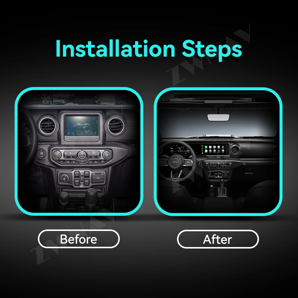 ZWNAV Digital Cluster Car Radio for Jeep Wrangler JL Gladiator 2018-2024 Dashboard Instrument Speed Meter Screen Carplay FM AM