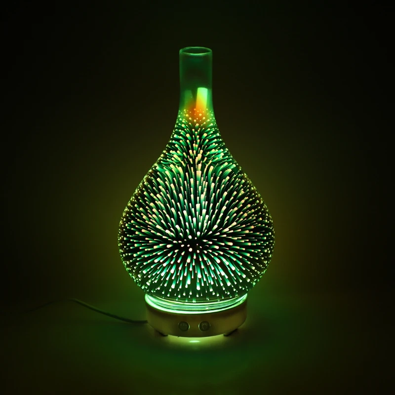 3D  Glass Vase Shape Air Humidifier With 7 Color Led Night Light Aroma Essential Oil Diffuser Mist Maker Ultrasonic Humi