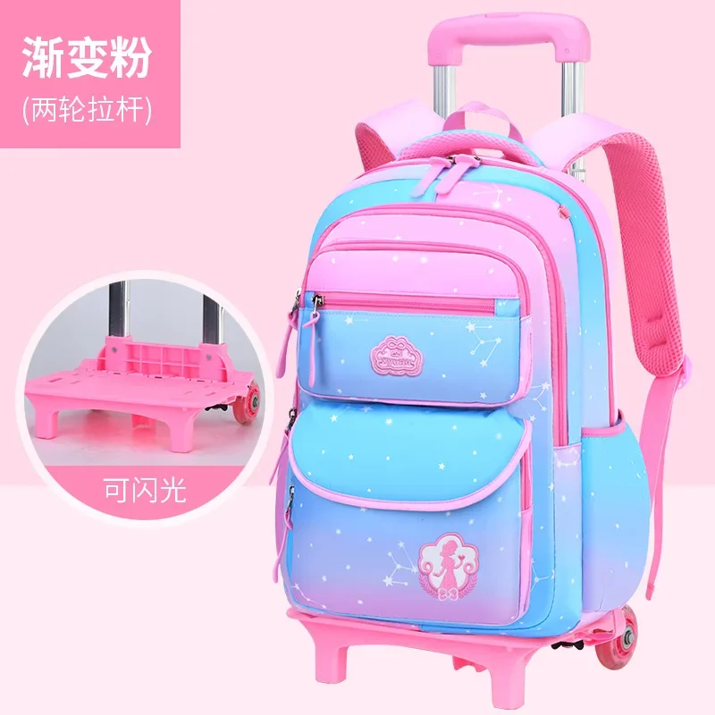 Rolling School Bags for Girls Backpack Children Waterproof School Backpacks with Wheels Middle School Trolley Luggage Back Pack