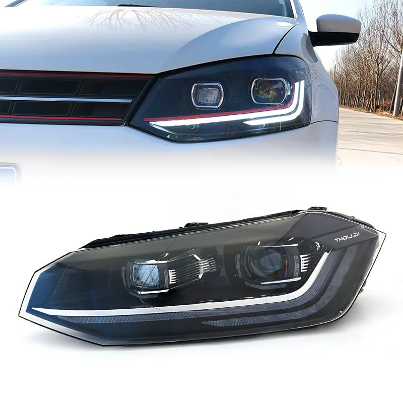 Polo/Vento 2010-2017 LED Car Lights 100W Red Headlamp Projector Lens DRL 6000K 10000 Lumens New 12V 1 Year Warranty Automotive