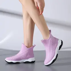 Moda damska kalosze luksusowe marki izolowane gumowe buty dla kobiet Rainboots 2023 platformy wodoodporne Glaoshes