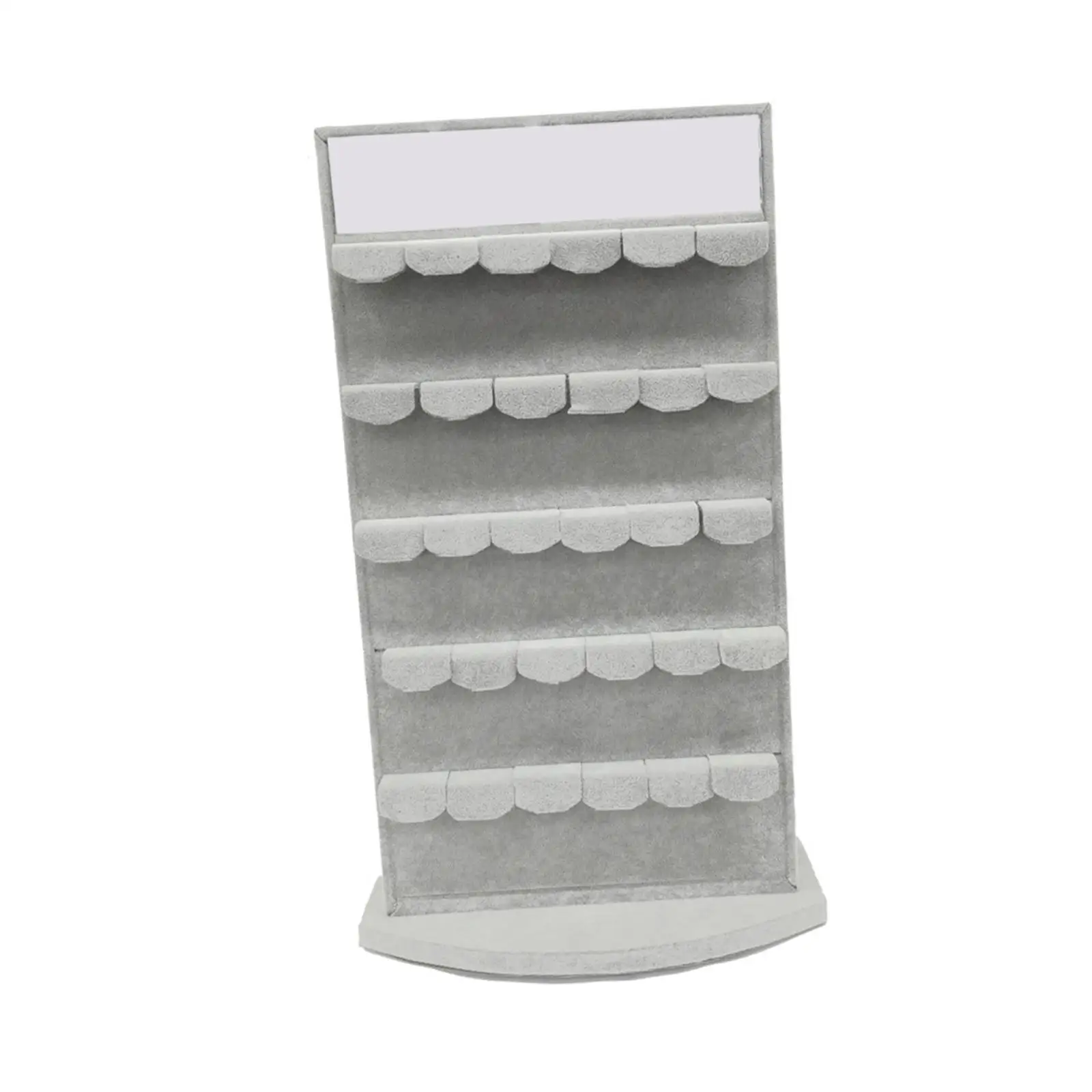 Jewelry Display Stand for Earrings Holder Organizer Velvet Gray Finish Holds 48 Pairs Ear Studs Rack for Dresser Home Use