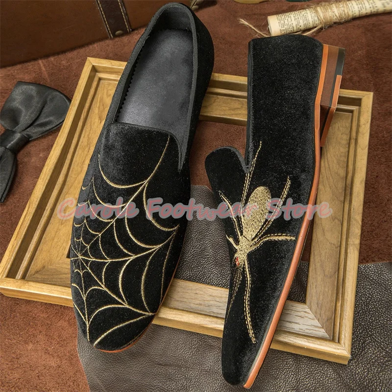 Luxury Designer Asymmetry Embroidery Male Loafers High Quality Party Wedding Dress Shoes Men's Shallow Slip-On Casual Shoes
