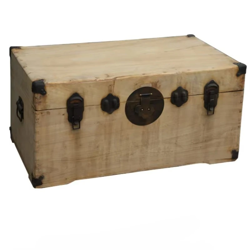 

Antique Asian style vintage lockers, solid wood natural storage trunk