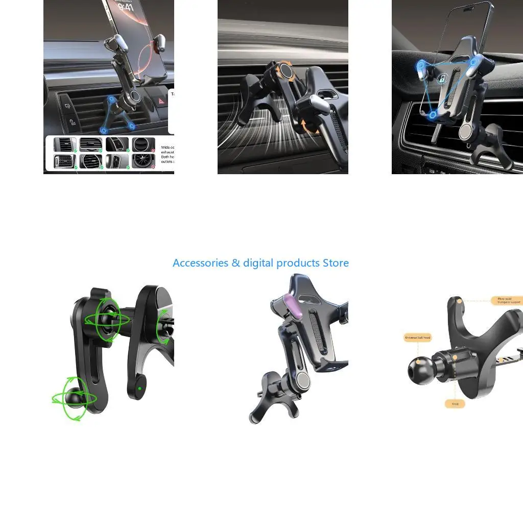 77JD Shockproof Car Vent Phone Mount Y Shaped Extension ABS Material No Tools Required