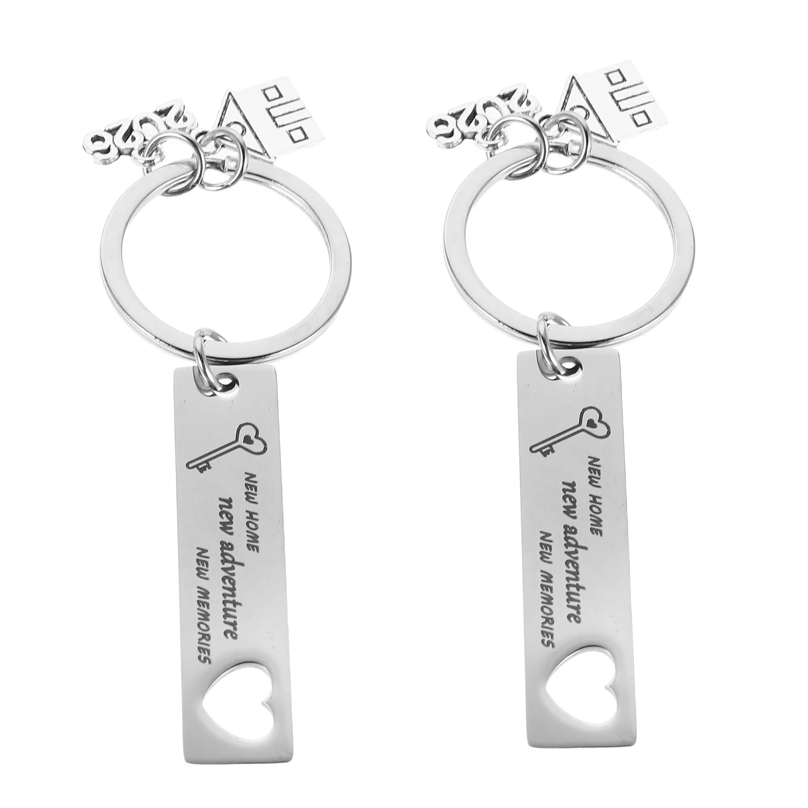 

2pcs 2026 Stainless Steel New Home Keychain House Charm Key Ring For Housewarming Gift Couple First Home Keepsake Moving
