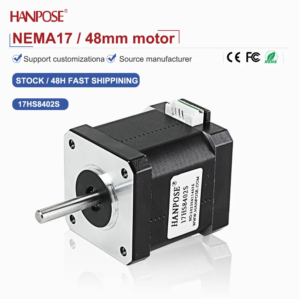 

Two phase four wire NEMA17 17HS8402S stepper motor 3.2V 1.8A automation equipment motor manufacturer direct sales NEMA17
