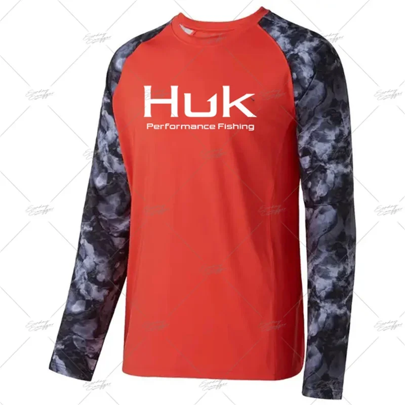 HUK Fishing Shirt Men Sun Protection Long Sleeve Shirt Summer UPF50 Quick Dry Breathable Fishing Clothes Anti-UV Fishing T-Shirt