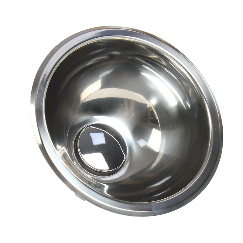 Modern Single Bowl RV Kitchen Sink Stainless Steel Round Hand Wash Basin Caravan Motorhome Counter Installation One Hole