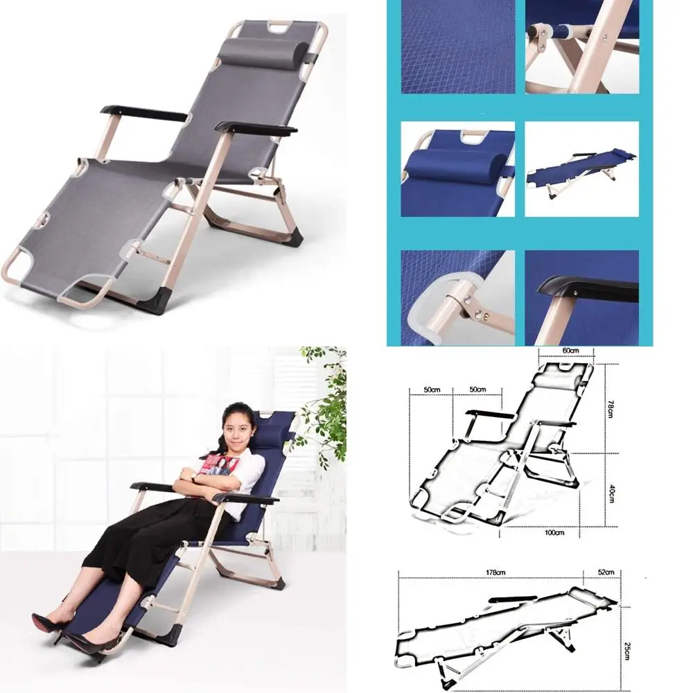 كرسي صالة شاطئ قابل للطي قابل للتعديل مع دعم للرقبة، سعة 380 رطل، مثالي للتخييم والاسترخاء على سطح السفينة باللون الرمادي #1