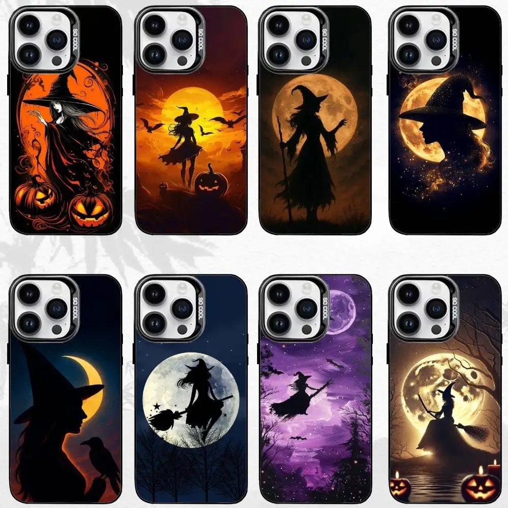

W-Witch and halloween Phone Case For iPhone17,16,15,14,13,12,11 Plus,Pro Max Black Matte Shockproof Cover