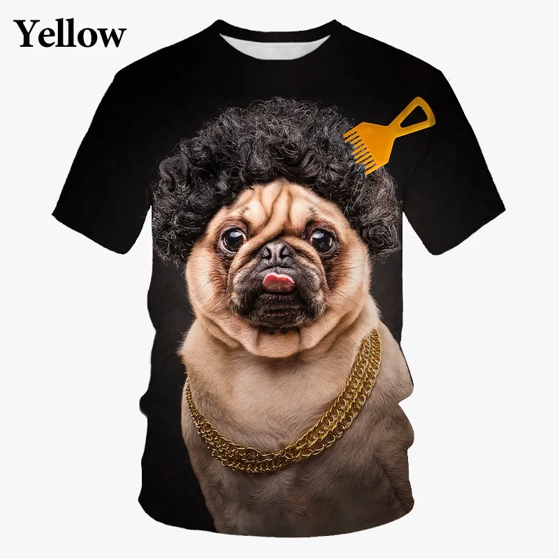 2022 Summer New Pug 3D Printing Short Sleeve Fashion Animal Printing T-Shirt Casual Personality Cool Sports T-shirt