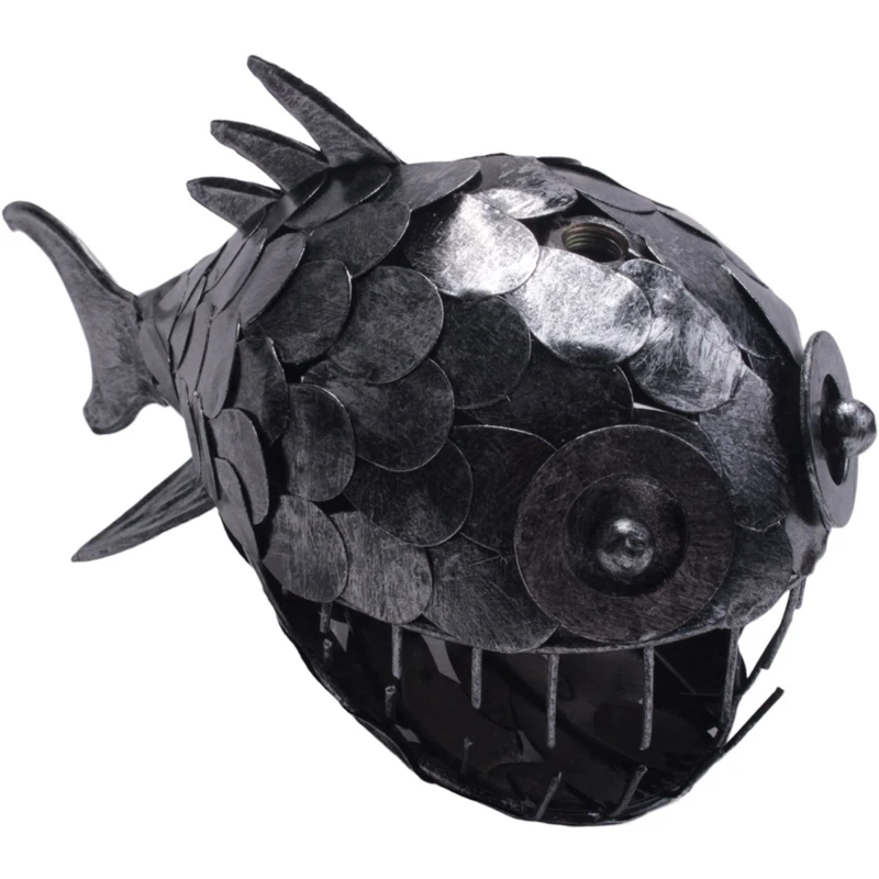 Angler Fish Lamp USB Rechargeable Desktop Metal Light Handmade Craft Home Living Room Decoration