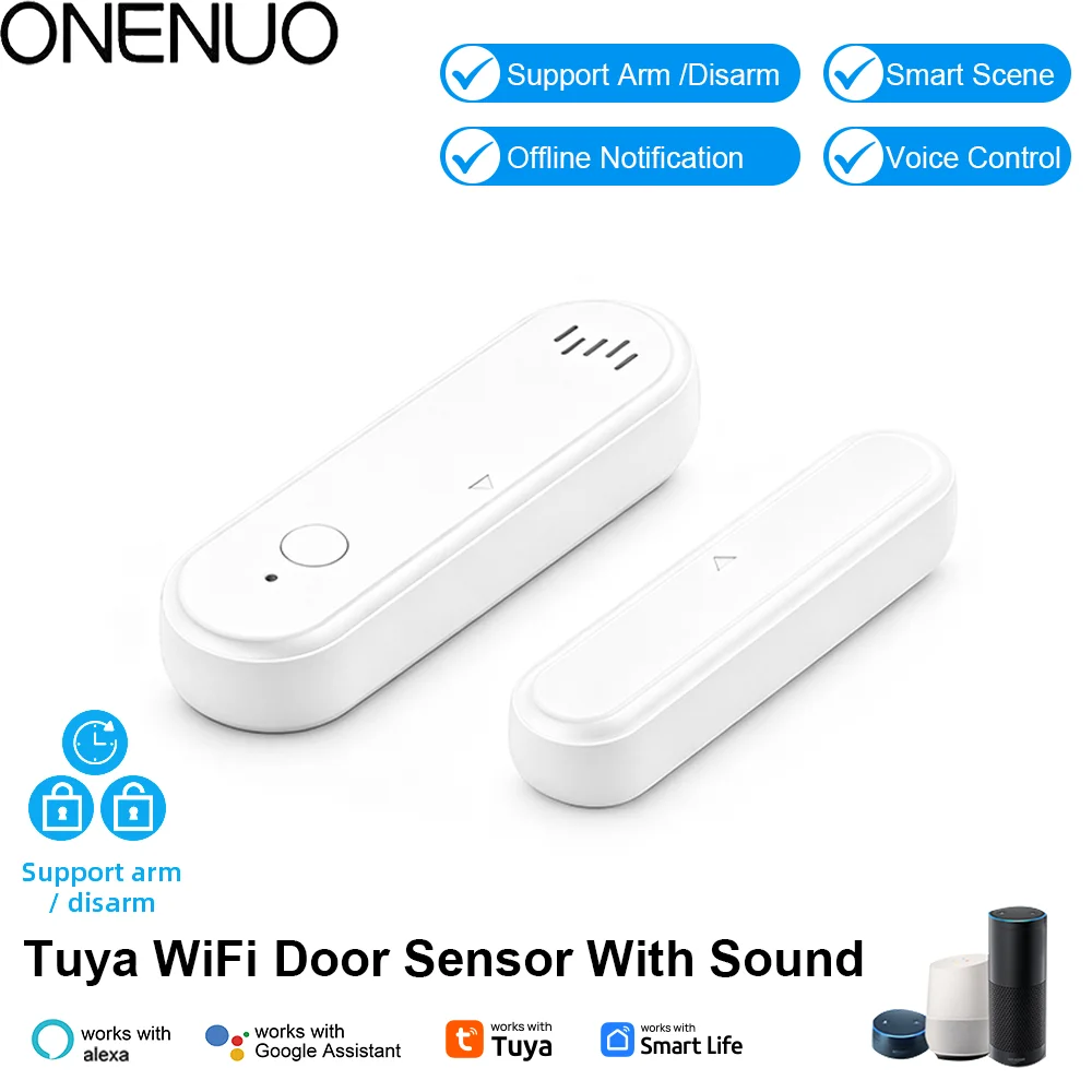 Tuya Smart WiFi Door Contact Sensor Wireless Magnetic Contact Detector Home Security System Battery Powered Window Sensor