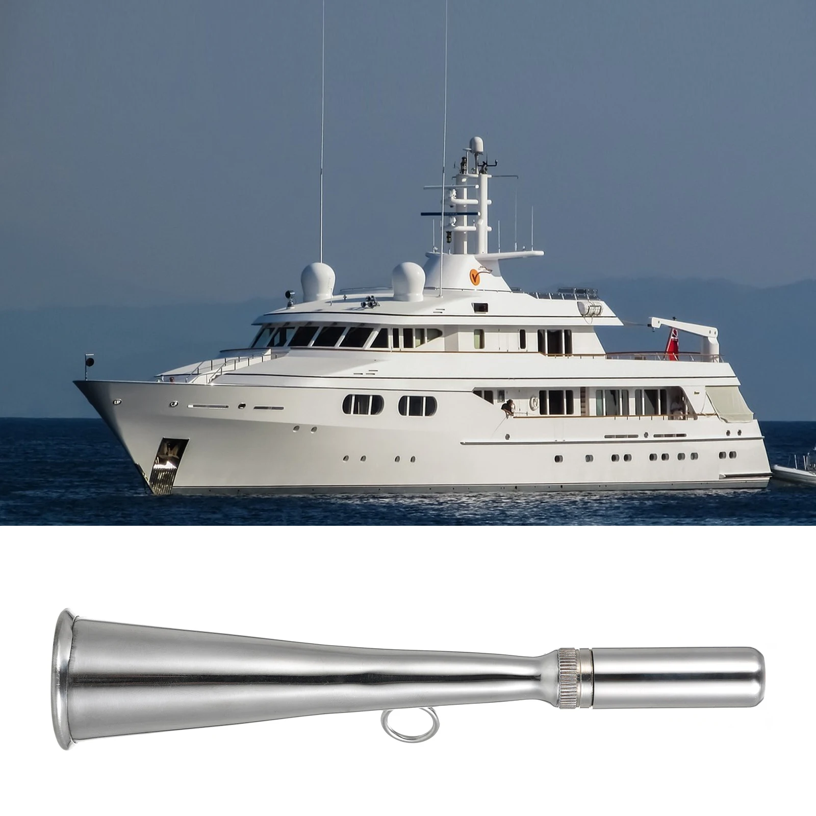 

Stainless Steel Fog Horn Boat Foghorn Handheld Foghorn with Removable Mouthpiece for Yacht Marine Safety and Communication