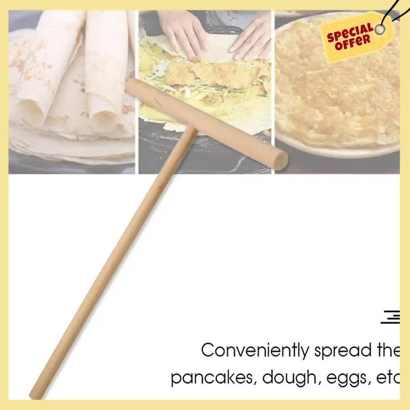 

-BABQ 12Pcs T Shape Crepe Maker Pancake Batter Wooden Spreader Stick, Wooden Crepe Tools,Crepe Spreaders For Making Crepes