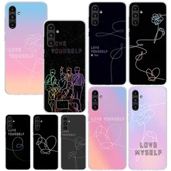 Love Yourself Flower Heart Line Kpop Phone Case For Samsung Galaxy A15 A25 A35 A55 A14 A24 A34 A54 A13 A23 A33 A53 A12 A22 A32 A