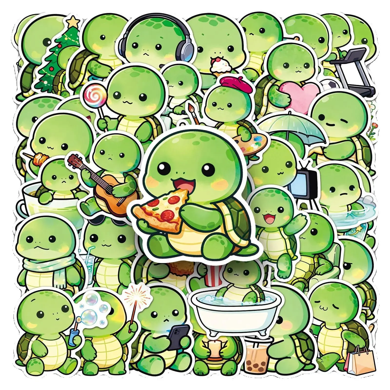 

50 шт. кавайные наклейки в виде черепахи, наклейки для телефона, ноутбука, чемодана, ноутбука, скейтборда, водонепроницаемые наклейки