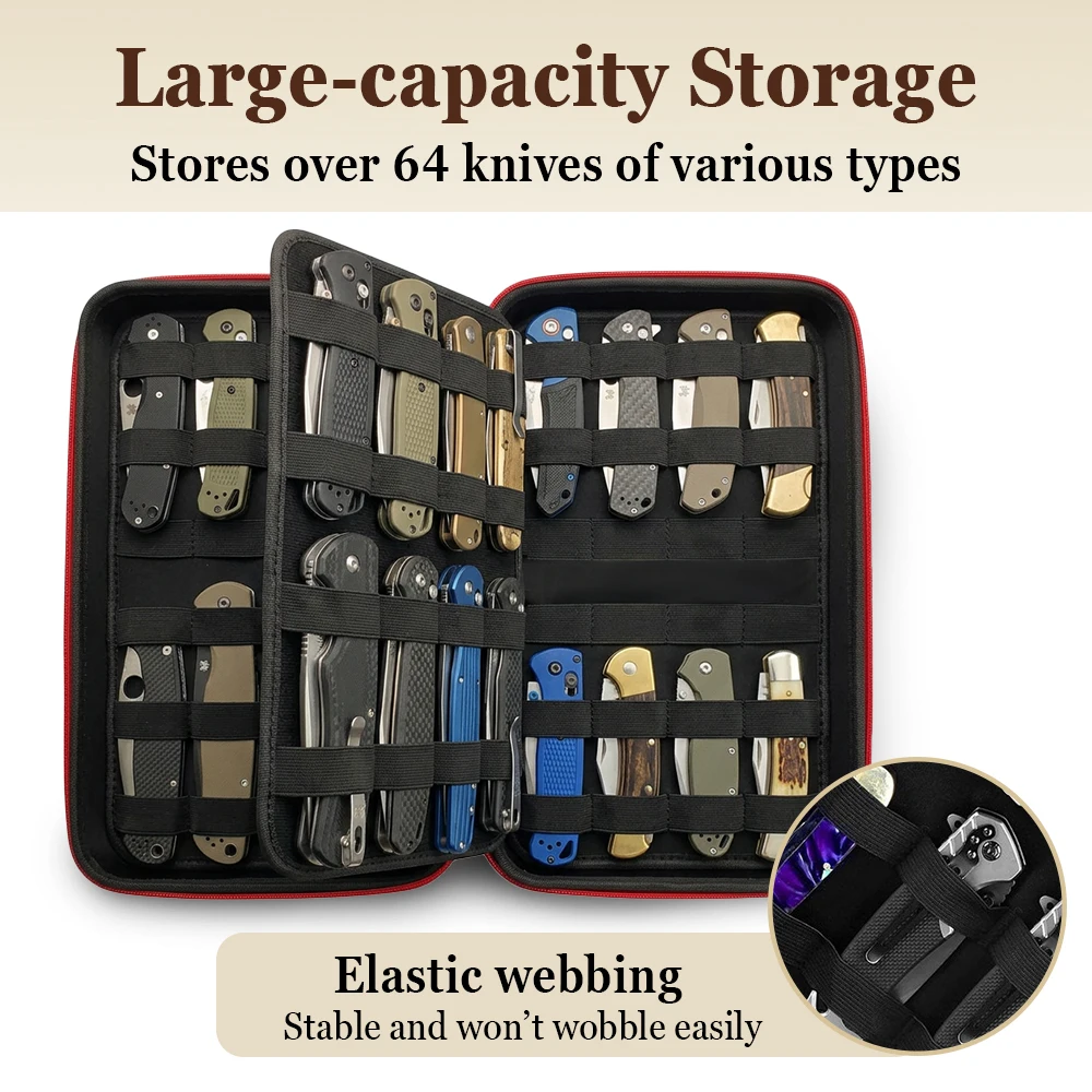 64+ Knife Storage Bag Folding Knife Display Case for Collections Folding Knives Organizer Pouch Tactical EDC Tool Pouch view 2