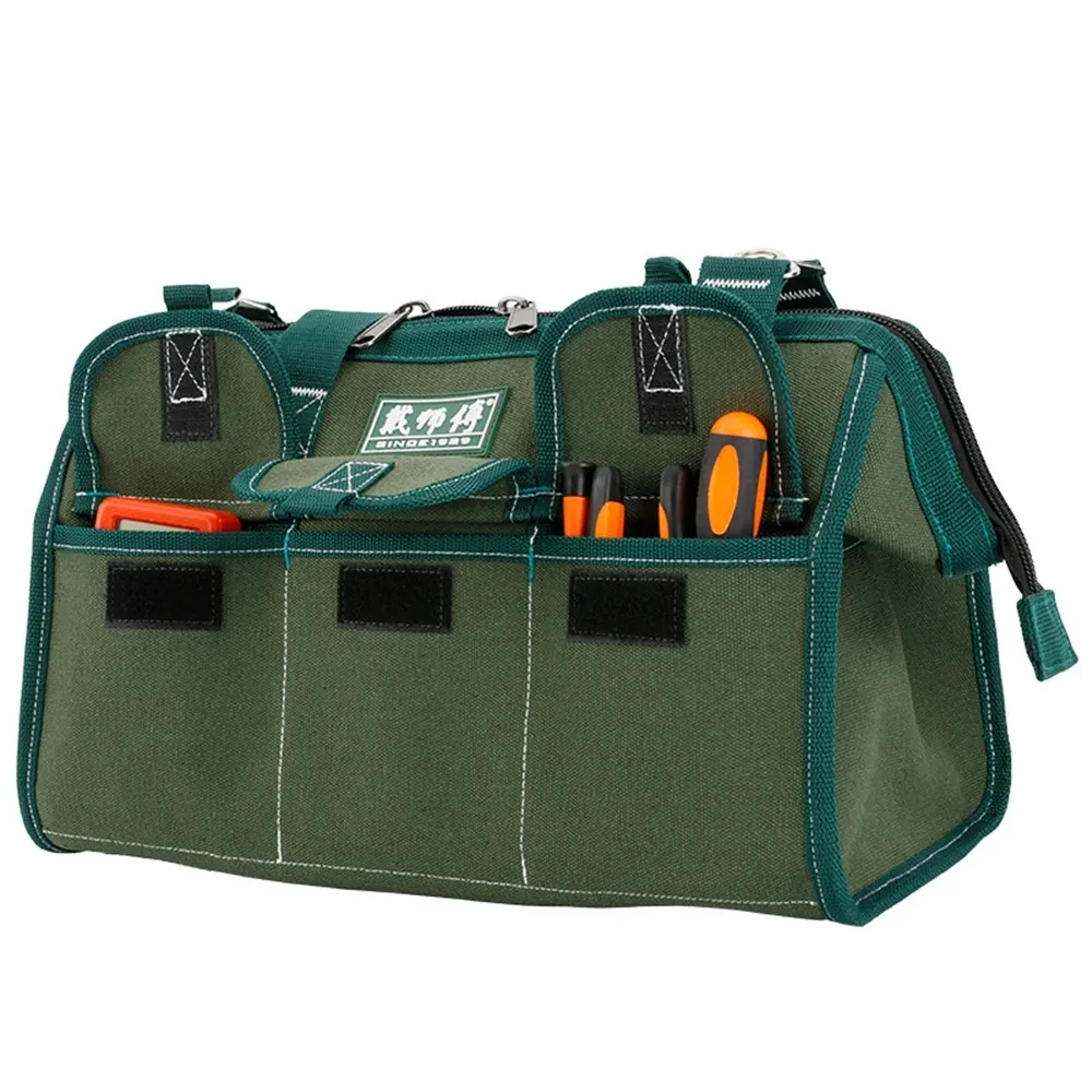 Functional Toolbag 14 16 19inch Canvas Multi-pockets Mechanics Toolkit Contractors Equipment Tote Organizer Green Storage Bag