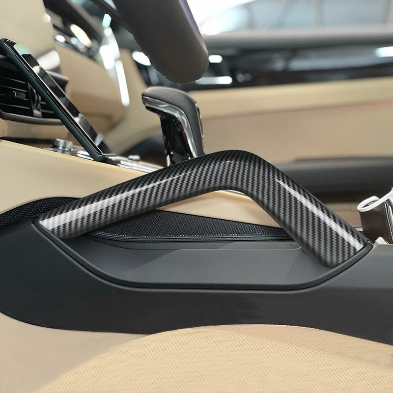 For Porsche Cayenne 2011-2017 ABS Carbon Fiber Style Car Interior Door Panels Central Armrest Handle Pull Cover Trim Accessories