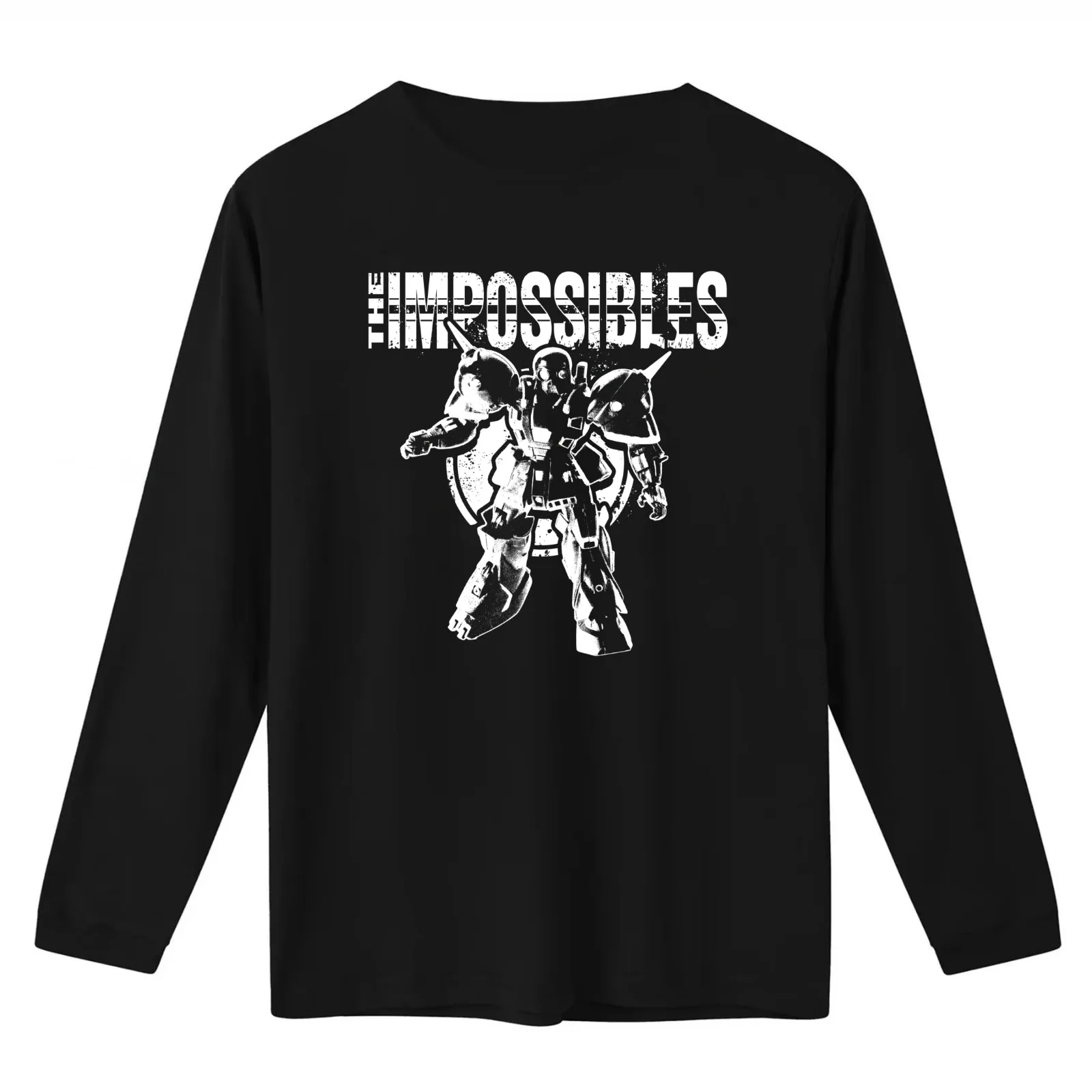 The Impossibles Logo w/ Robot - White T-Shirt Summer Casual Cotton Tee Oversized Streetwear Tops Vintage Graphic Print