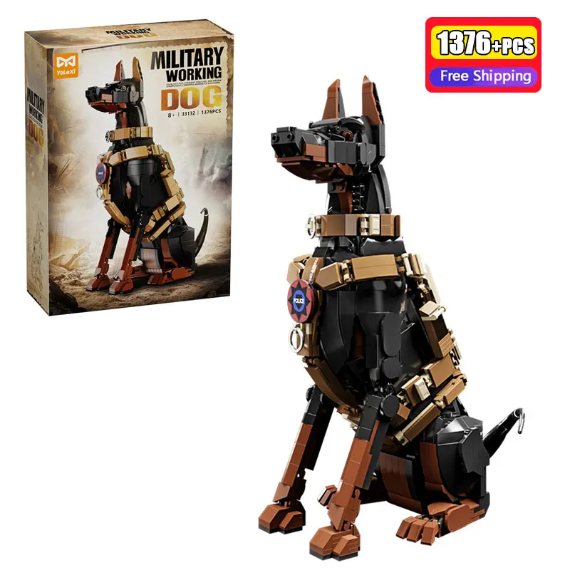 

1376 шт., доберман-пинчер, строительные блоки, обучающие животные, модель собаки, строительные игрушки, кирпичи для детей и взрослых, домашний декор «сделай сам»