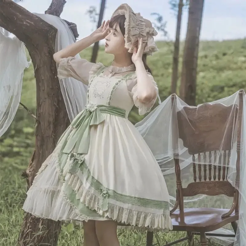 [Raw as Summer Flower]Summer New Jsk Sling Dress Daily Lovely Lolita Skirt Goth Dresses Women Lolita Gothic