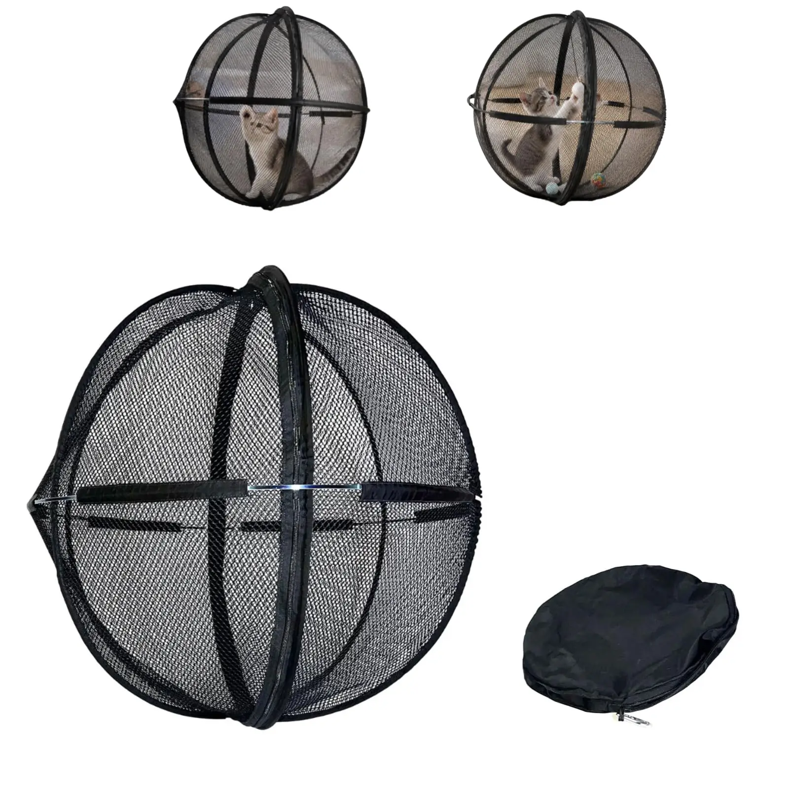 Rolling Cat Hamster Ball for Outside Pop up Catio Outdoor Cat Enclosure Portable Lightweight Ball Cage for Indoor Cats Foldable