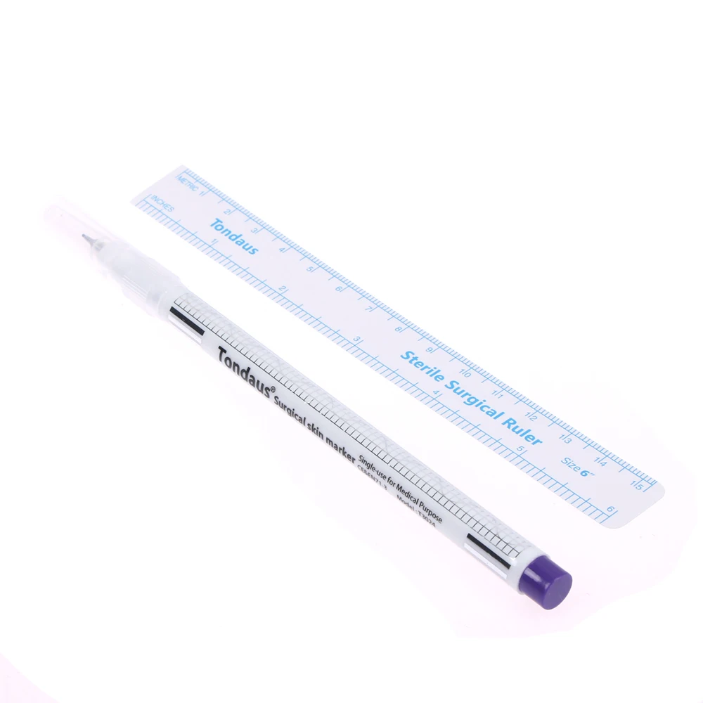 Multifunctional Marker Pen Semi-Permanent Marker Surgical Skin Marker Pen Ruler Tool Tattoo Piercing Permanent Eyebrow Measure