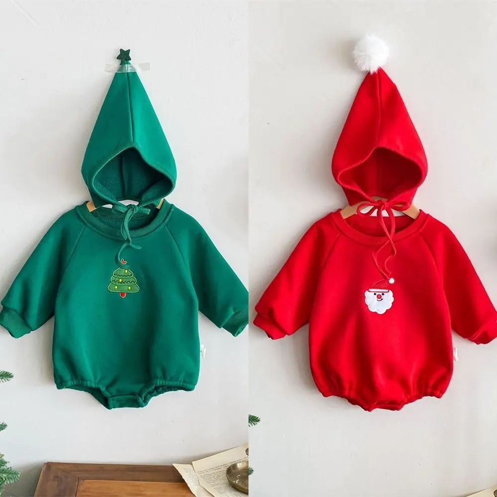 

Cute Long Sleeve Rompers Set With Hat Cartoon Christmas Costume Embroidery Jumpsuit Baby Boys Girls