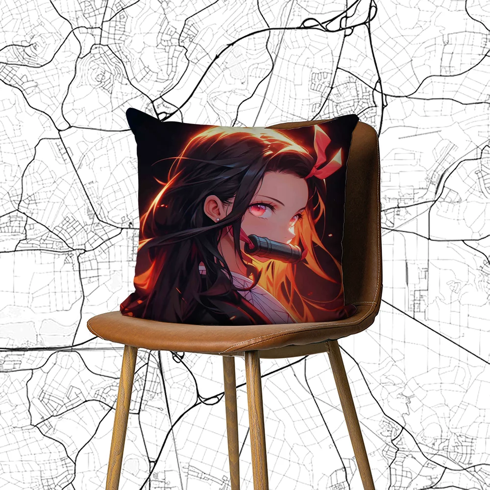 N-Nezuko Pillow Case DIY Pillowcase Home Office Decorative Pillowcase Bedroom Sofa Car Cushion Cover 45x45 cm