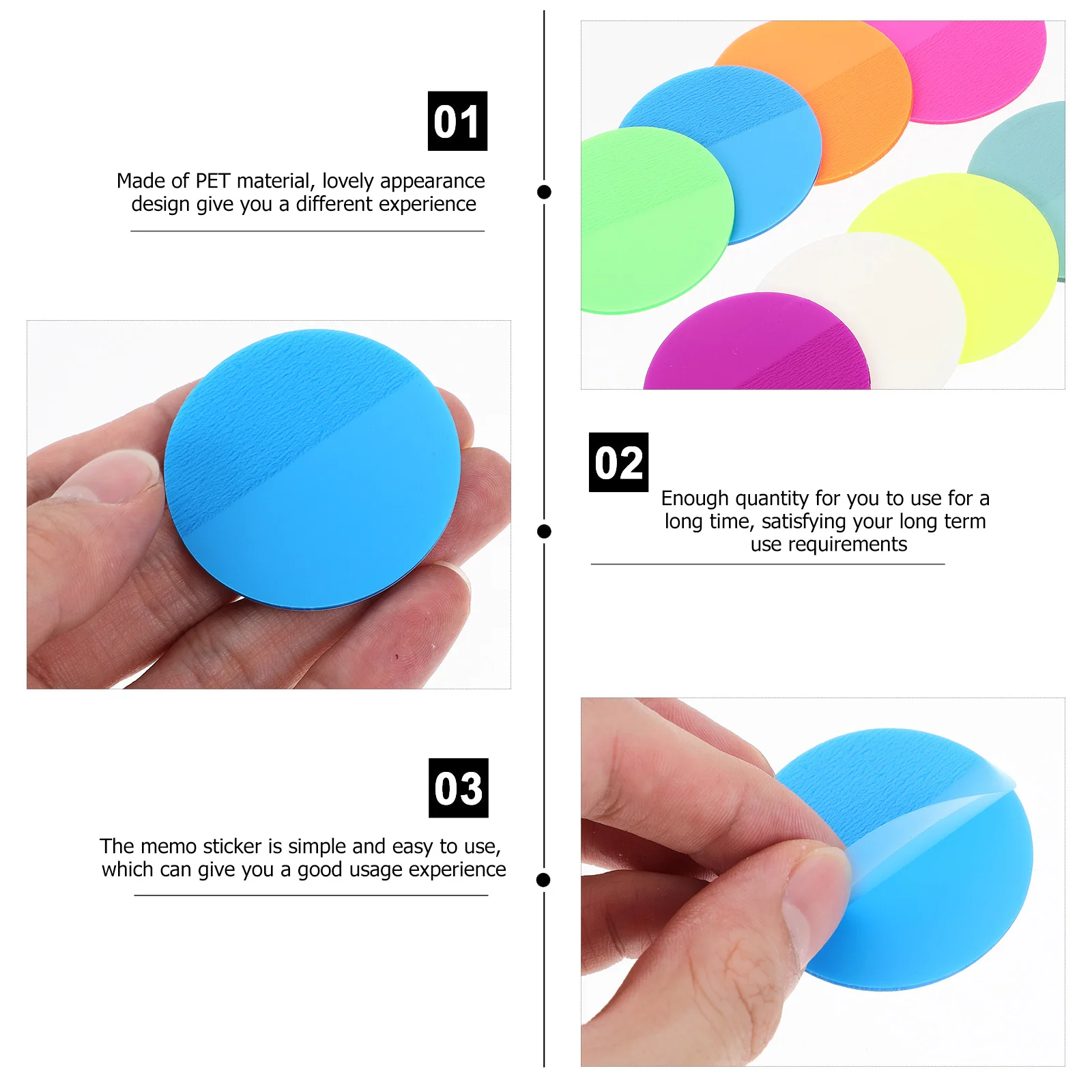 400 fogli Etichette memo autoadesive rotonde luminose per ufficio Scuola Blocco note adesivi colorati Blocco note rotondi Etichetta memo